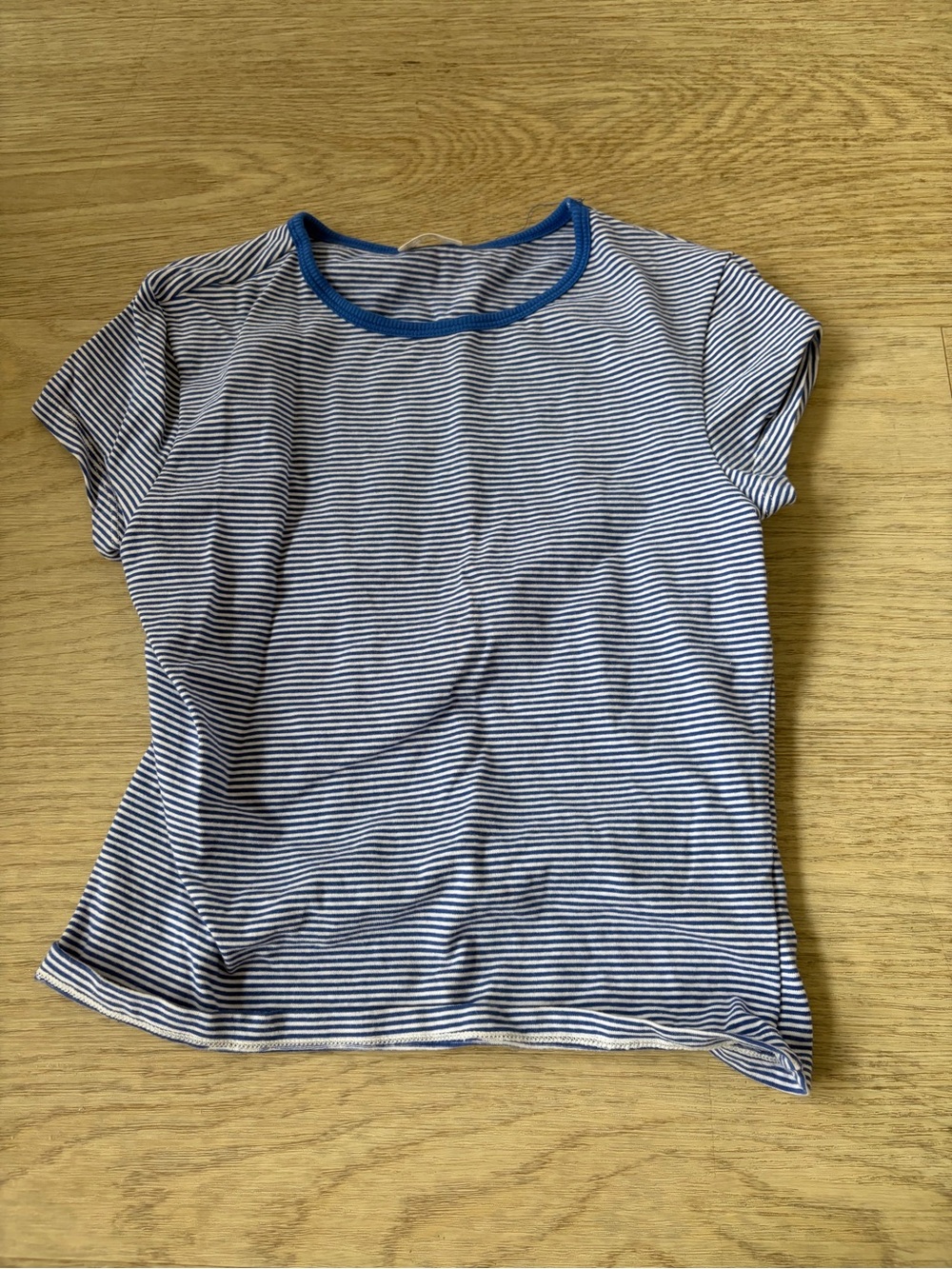 Free People Navy & White Striped Short Sleeve Tee